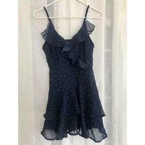 Jopna Navy Blue Polka Dot Ruffle Tiered Mini Dress with built in Shorts
Sm